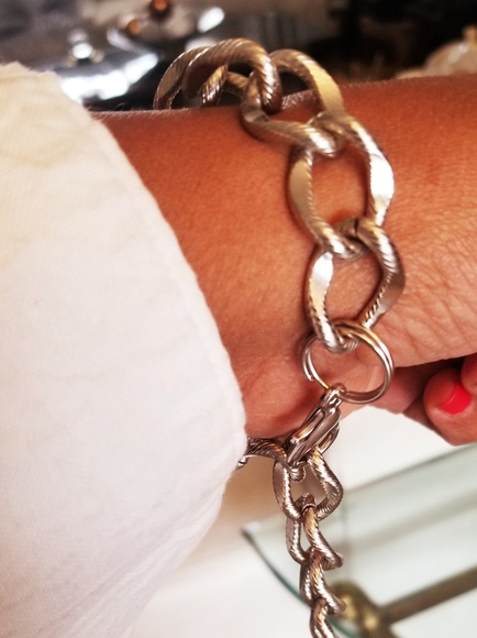 chunky silver color chain bracelet & necklace NWOT - Picture 3 of 7